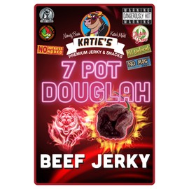 Katie's Beef Jerky - 7 Pot Primo Hot & Spicy Beef Jerky, Premium quality meat snack, No Preservatives, Nitrites, or MSG All Natural