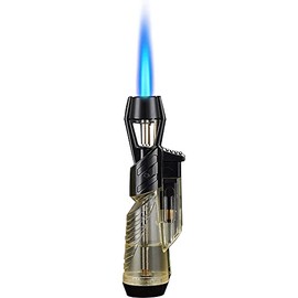 Butane Lighter Refillable Gas Lighter with Large Capacity Visible Fuel Tank Windproof Refillable and Adjustable Flame Size(Gas Not Included) White