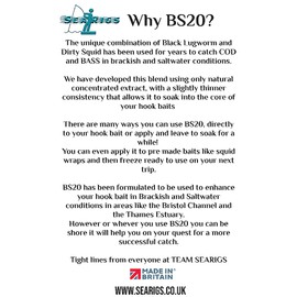 Searigs - Saltwater Concentrated 125ml Attractor Gel - BS20 - BLACK LUGWORM & DIRTY SQUID - Liquid Sea Fishing Bait Booster.