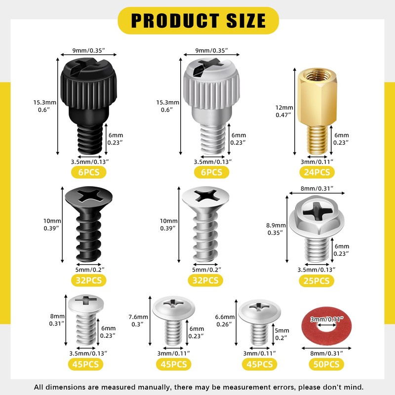 Mardatt Computer Screws Standoffs Kit, PC Computer Screws Assortment Set