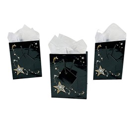 Fun Express Small Gold Star Black Movie Night Gift Bags (1 Dozen) - 12 Pieces