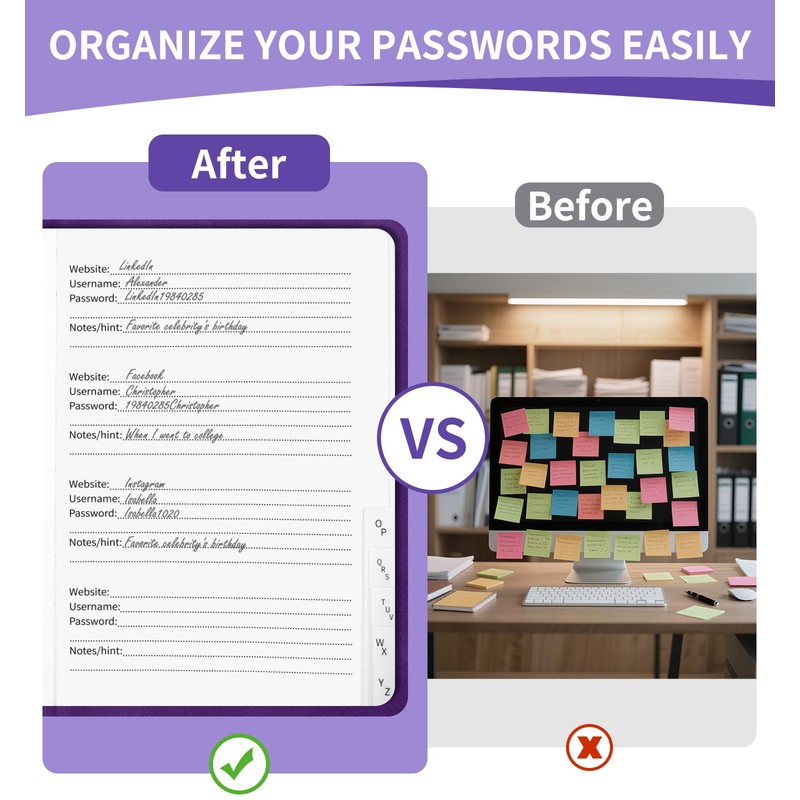 Password Book with Alphabetical Tabs, 4.5"x5.9"Small Pocket Password Keeper Book,