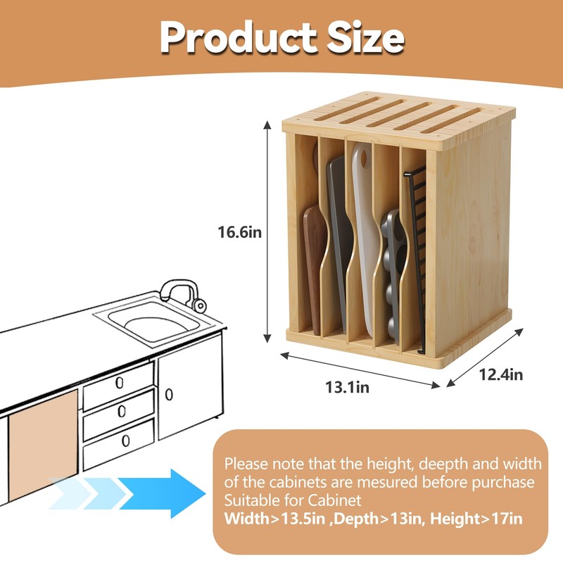 tonchean Wooden Cabinet Tray Dividers 6 Tier Baking Cookie Sheet