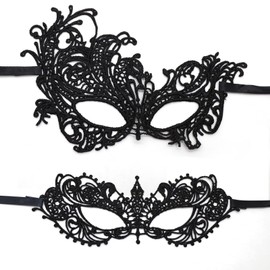 Masquerade Mask, 2 PCS Lace Masquerade Masks for Women, Lace Carnival Venetian Mardi Gras Mask Prom Ball Bar Costume 1920s Accessories Party Supplies for Women