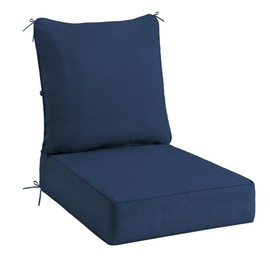 Sundale Outdoor Olefin Deep Seat Cushion, Patio Chair Cushion and Pillow, Water-Resistant Sectional Sofa Pad with Straps Dark Blue, 23 x 26 x 6 Inches