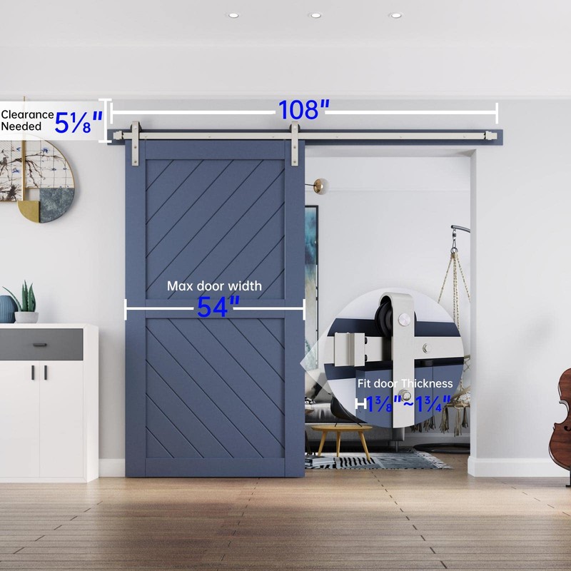 EaseLife 9 FT Brushed Nickel Sliding Barn Door Hardware Track