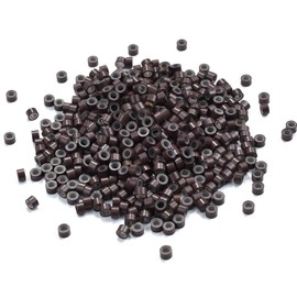 SHEDOWIG 500 Pcs Micro Links Bead Hair Extensions Tool Rings Brown 5mm Silicone Lined Beads for I Tip Human Hair Extensions
