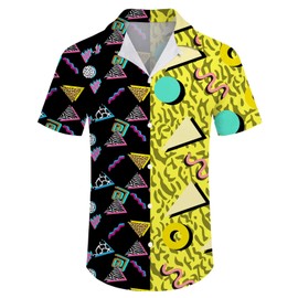 ifamawlea Men's 2 Piece Tracksuit Hawaiian Shirt Shorts Button Down Shirt and Shorts Sets with Bucket Hats, 80s90s85, Medium