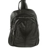Ladies Soft Real Leather Backpack Rucksack Bag- Triple Zipped (Black)