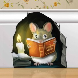 Reading Mouse Vinyl Sticker – Cute Waterproof Decal for Kids, Book Lovers, Laptops, Water Bottles, Library & Classroom