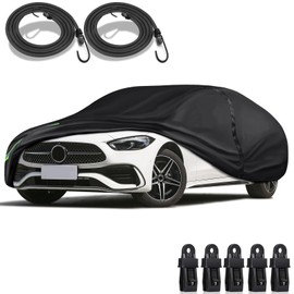 QUYDDC 16-Layer 600D Heavy Duty Universal Full Car Cover for Outdoor & Indoor Use - All Weather Sun UV Rain Snow Dust Proof, Waterproof Scratch Resistant, Fits Sedan Body Length 188"-198"/15.6-16.5 ft