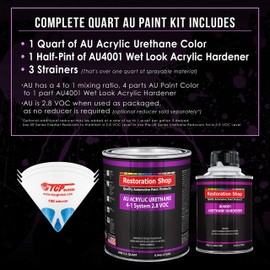 Restoration Shop - Torch Red Acrylic Urethane Auto Paint - Complete Quart Paint Kit - Professional Single Stage High Gloss Automotive, Car, Truck Coating, 4:1 Mix Ratio, 2.8 VOC