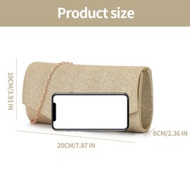 Copbopwn Evening Bag Clutch for Women Glitter Envelope Handbag with Removable Chain Strap Clutch Bags Elegant Crossbody Bags for Women Bridal Prom Party Wedding, gold