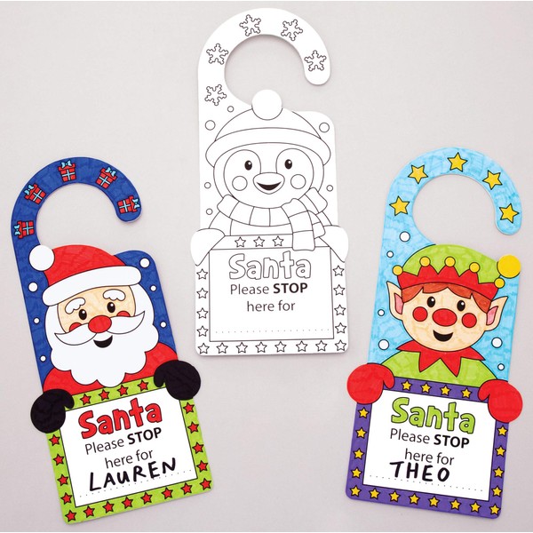 Baker Ross AT167 Christmas Colour in Door Hangers-Pack of 10, Festive Arts and Crafts, Assorted