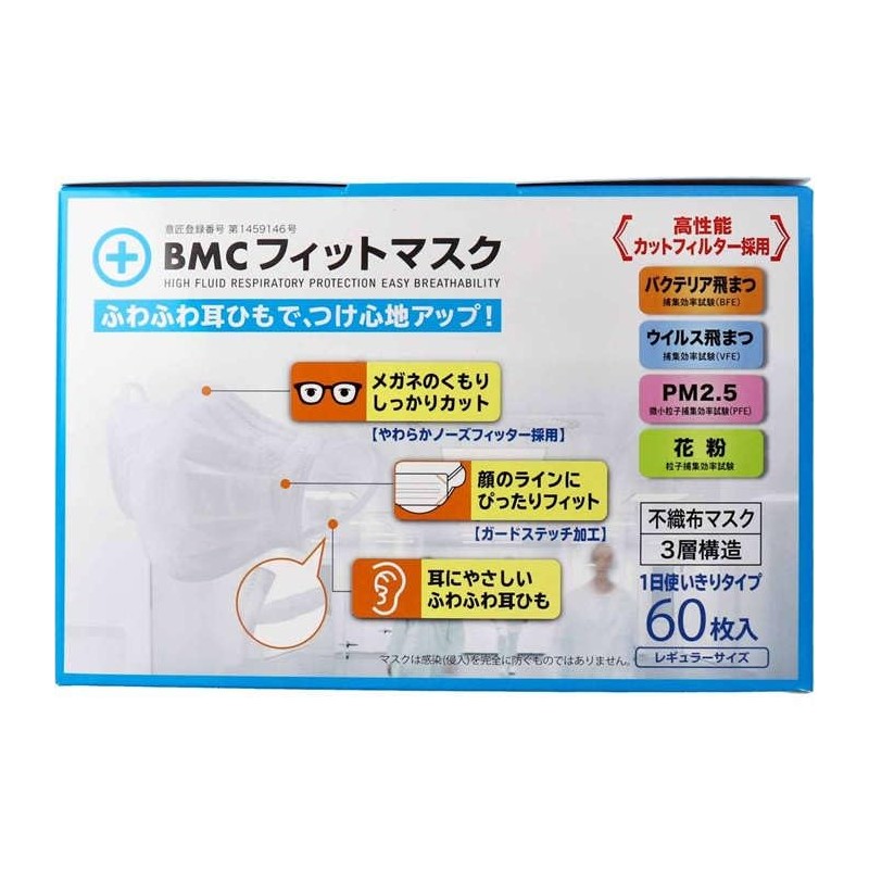 BMC Fit Mask 1-Day Disposable Type Regular Size 60 Pieces