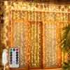 Ollny Curtain Lights 6.6x6.6ft, 200 LED String Lights with Remote