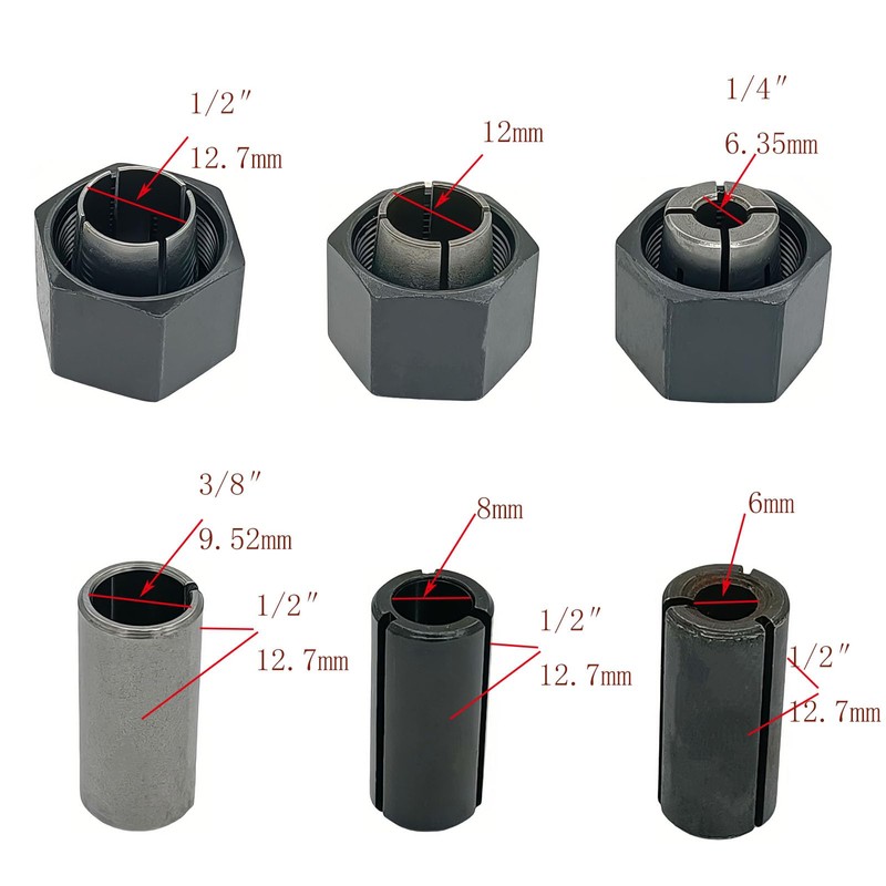 1/2", 1/4", 12mm Collet Chuck And Nut Set Replace for