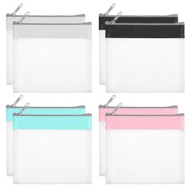 Meyeyaia 8pcs Small Clear Makeup Bag,4.72" X 4.13"Mini Clear Pouch with Zipper, Waterproof PVC Toiletry Bag Bulk, Coin Purse Pouch for Women Lipsticks Keys Purse Essentials