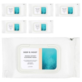 Laquevert Deep & Moist Double Action Cleansing Tissue, 80 sheets, 6 pcs / 라끄베르 딥 앤 모이스트 더블액션 클렌징 티슈, 80매입, 6개