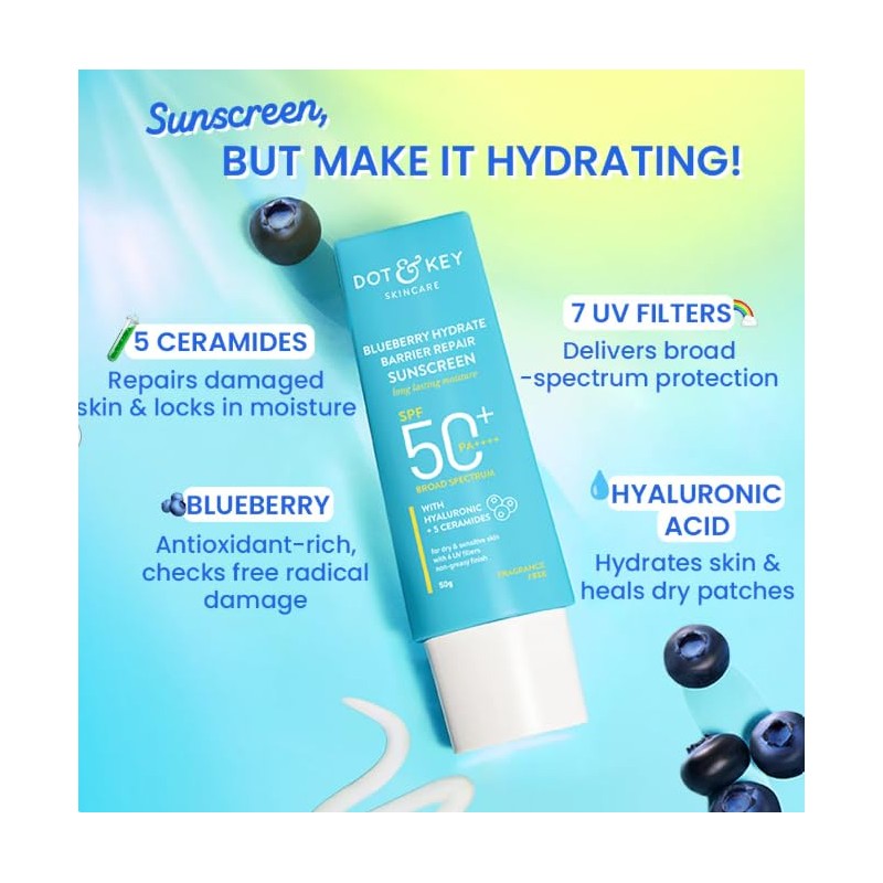 Dot & Key Blueberry Hydrate Barrier Repair Sunscreen, SPF 50+