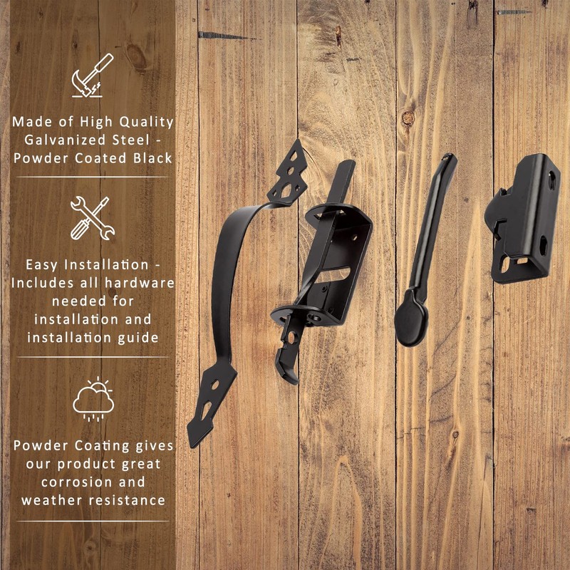 Thumb Latch for Gate and Doors - Powder Coated Black
