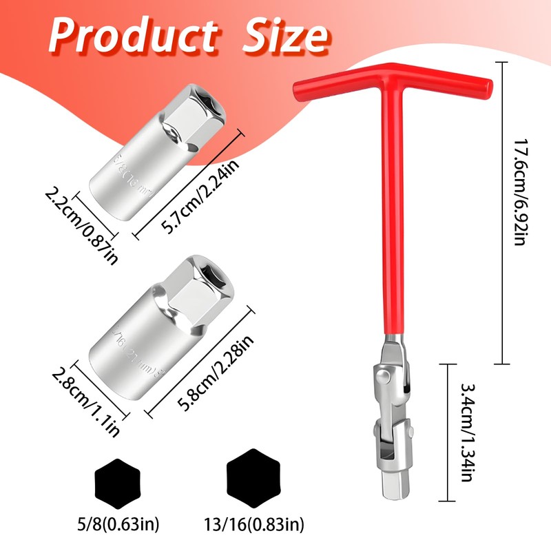 HIAHXC Spark Plug Socket Professional T-Handle Spark Plug Removal Tool
