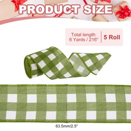 PATIKIL 30 Yards x 2.5" Buffalo Plaid Ribbon, Green and White Gingham Gift Wrapping Ribbon for Thanksgiving Bow Wreath Craft Birthday Wedding