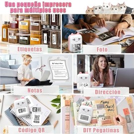 SULYOOP Mini Impresora Termica,Mini Impresora de Etiquetas Adhesivas,Impresora Termica Portatil Bluetooth con 16 Rollos de Papel,bolígrafos de Colores
