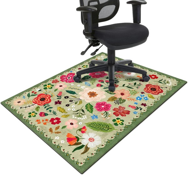 Office Chair Mat for Hardwood & Tile Floor,Boho Floral 36"x48"