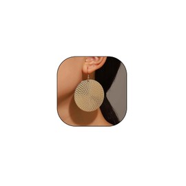 Boho Gold Texture Disc Drop Earrings for Women Vintage Hammered Round Coin Dangle Earrings Silver Circle Dangling Earrings Jewelry Accessories (Gold)