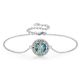 Compass Bracelet Sterling Silver Celtic Knot Compass Graduation Friendship Magen Star of David Inspirational Irish Knot Lucky Hexagram Bracelets Jewelry for Women