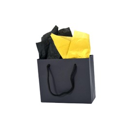 JUNESHE Small Gift Bags with Handles & Tissue Paper,4 Pack Mini Black Gift Bags, Extra Small Black Bags, Tiny Gift Bags