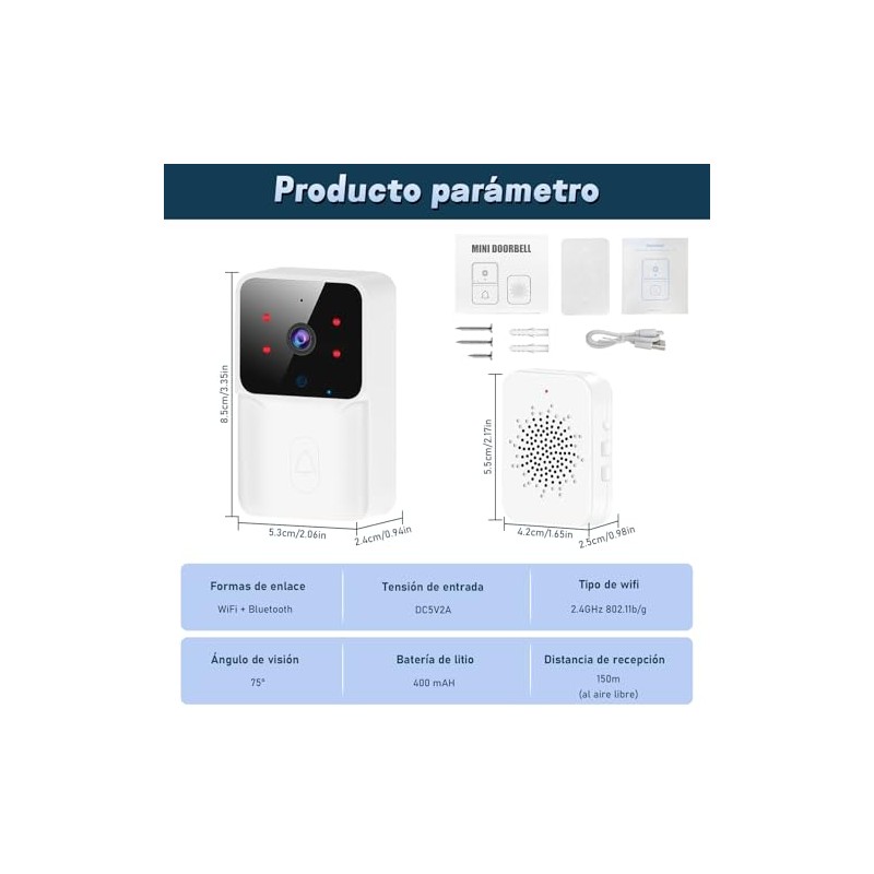 Yakiter Video Timbre Inteligente, Mbre Inalambrico Exterior con Camara,Timbre Inteligente