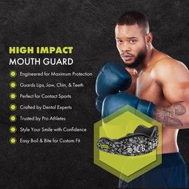 DAMAGE CONTROL High-Impact Mouth Guard – Sports Mouthguard for Boxing, Football, Hockey, Lacrosse & Basketball, Protects Teeth & Jaw, Protective Mouthpiece for Adults & Youth
