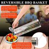 Rolling Grill Baskets(2 PCS),304 Stainless Steel with Removable Wooden Handle,