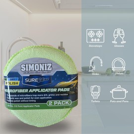 Simoniz - Sure Shine - 2pk Applicator Pads - Car Wax & Polish Foam Pads for Auto Detailing - Soft Non-Abrasive Applicators - Reusable for Wax, Polish, Protectants - Scratch-Free, Clear Coat Safe