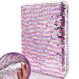 GINMLYDA Sequin Secret Diary for Girls, 8.5x5.5 Inch 160 Lined Page Rainbow Reversible Sequin Kids Journal for Teenage Boys & Girls Notebook Gifts for Girls Birthday Presents 6 7 8 9 10 Years Old