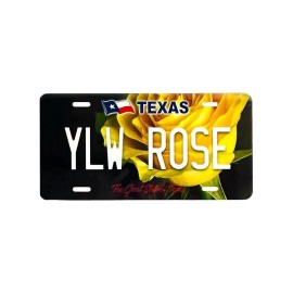 DIGIART INTERNATIONAL Yellow Rose Texas Metal License Plate YLW ROSE Novelty Car Truck Tag NWT