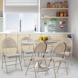 COSTWAY Padded Folding Chairs 6 Pack, Portable Steel Frame Dining Chairs with Cushion & Carry Design Back, Foldable Guest Chairs for Indoor & Outdoor Events Office Reception Wedding Party