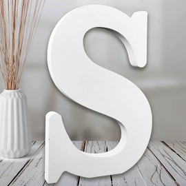 AOCEAN 8 Inch White Wood Letters, Unfinished Wooden Letters for Wall MAGA Decorative Standing Letters Slices Sign Board Decoration for Craft Home Party Projects (S)