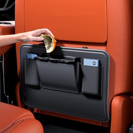 Tumecos Car Seat Back Storage Bag,Multifunctional Car Kick Mat with Storage Bag,Backseat Protector Cover Pad,Large Capacity Car Seat Back Storage Hanging Bag(Style B)