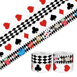 4 PCS 20 Yards 3/5" Hearts Block Ribbons Black White Grosgrain Ribbons Diamond Tea Party Ribbon Magic Fabric Ribbon for DIY Gift Support Decoration