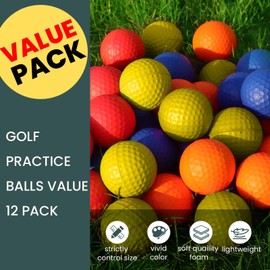 FINGER TEN Golf Practice Balls Elastic Foam Soft Value 12 Pcs, Golf Training Ball Spone Dimpled Exercise for Home Office Indoor Outdoor (Mixed Color, 12 Pack)
