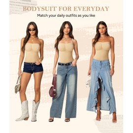 Irisnaya Strapless Shapewear Bodysuit for Women - Tummy Control body suit Tube Top seamless thong bodysuit