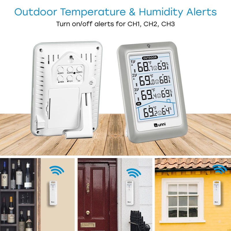 Indoor Outdoor Thermometer Wireless, 4.5 Inch Display Digital Hygrometer Thermometer
