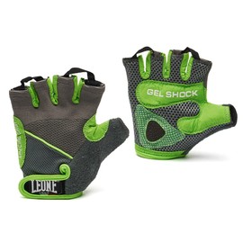 LEONE 1947 Gym Lifting Gloves, Unisex, Body Building, Fingerless, Gel Pad, Velcro Closure, Breathable, Large Size, Green, AB712