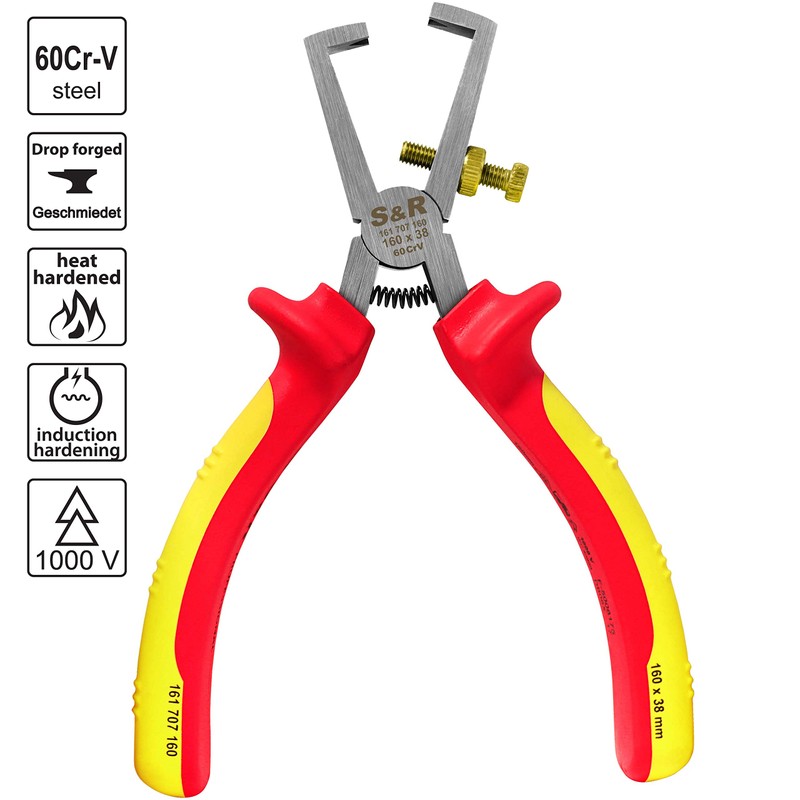 S&R VDE Stripping Pliers 160mm, 1000V VDE, Made of Chrome