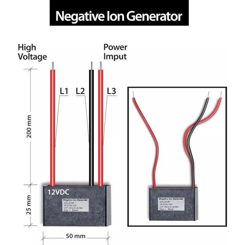 ION 12VDC ionizer High Density Plasma Negative ion Generator Module
