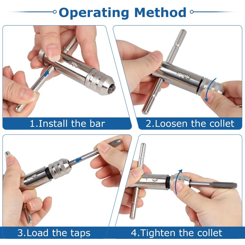 DBREAKS 2 Piece T Handle Tap Wrench Ratchet Tap Set