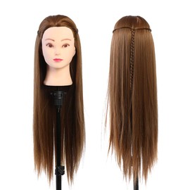 Washable Mannequin Head, Environment-Friendly Heat-Resistent Human Hair Styling Training Head, Hair Salons for Beauty Teacher Hair Stylists Hair-Styling